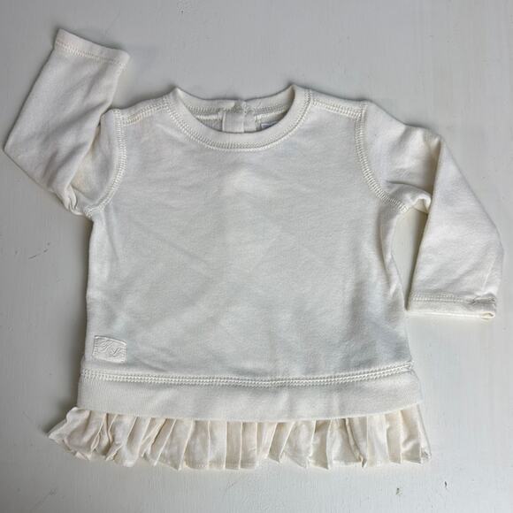 Ralph Lauren Cream Long Sleeve Tee with Ruffle Detail - Picture 1 of 4